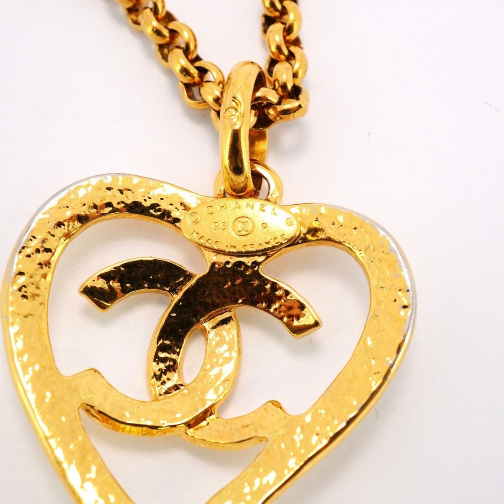 Chanel Necklace Coco Mark Heart Motif GP Plated Gold Ladies - Picture 5 of 7